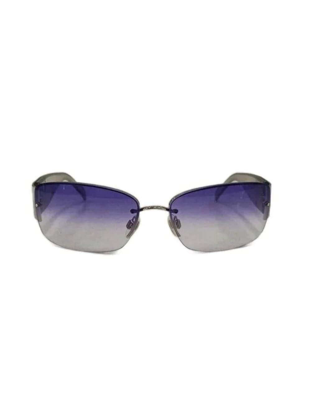 Chanel CC Logo Sunglasses Rhinestone Purple Silver Color an Eyewear